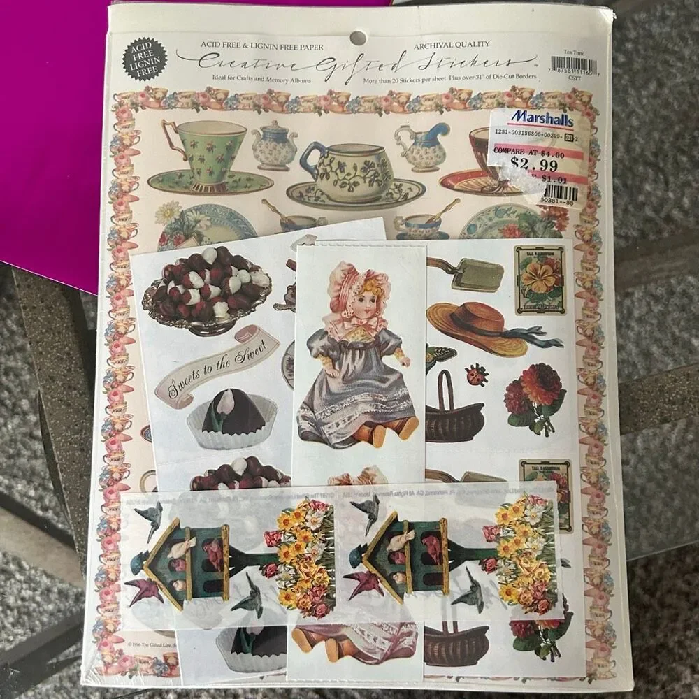 LOT Decorative Paper (Foil, Lace etc) Ribbon Stickers Scrapbooking Arts & Crafts